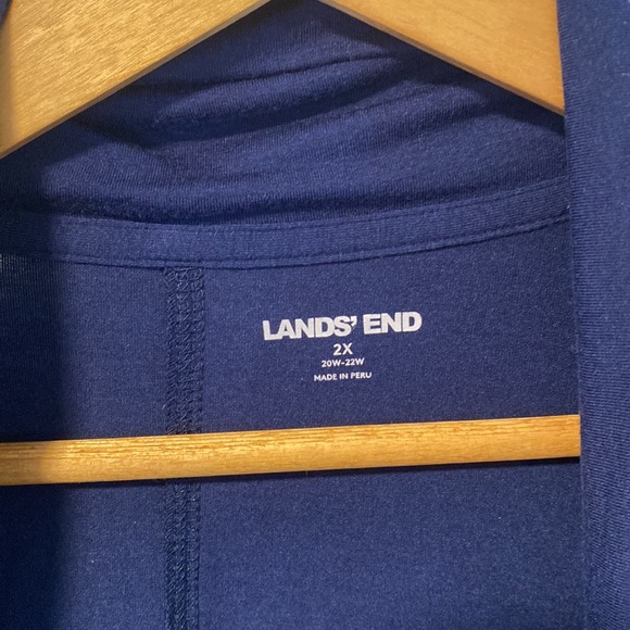 Lands End Outfitters Women 2X Cardigan Sweater Waterfall Open Front Navy - Picture 2 of 4